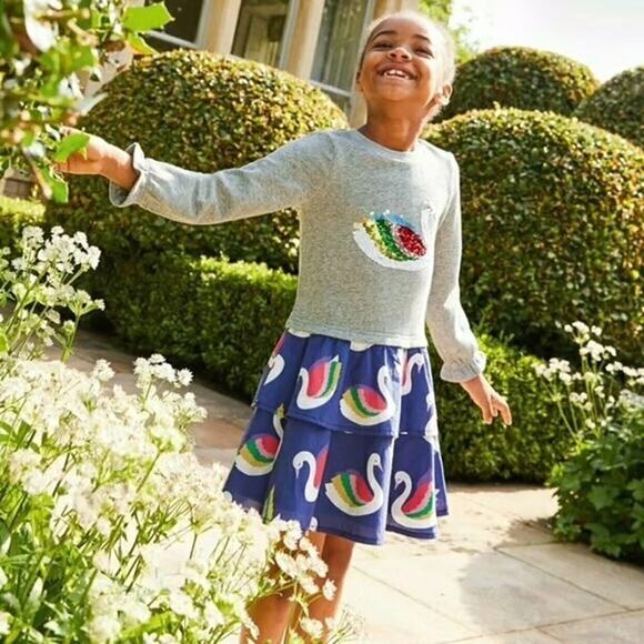 Mini Boden Sequin Goose Dress Size 4-5Y - Picture 1 of 4